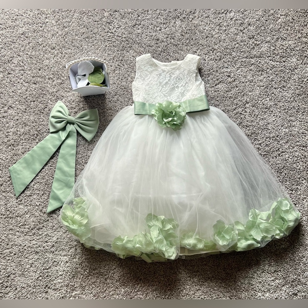 Flower Girl Dress, Basket + Petals
